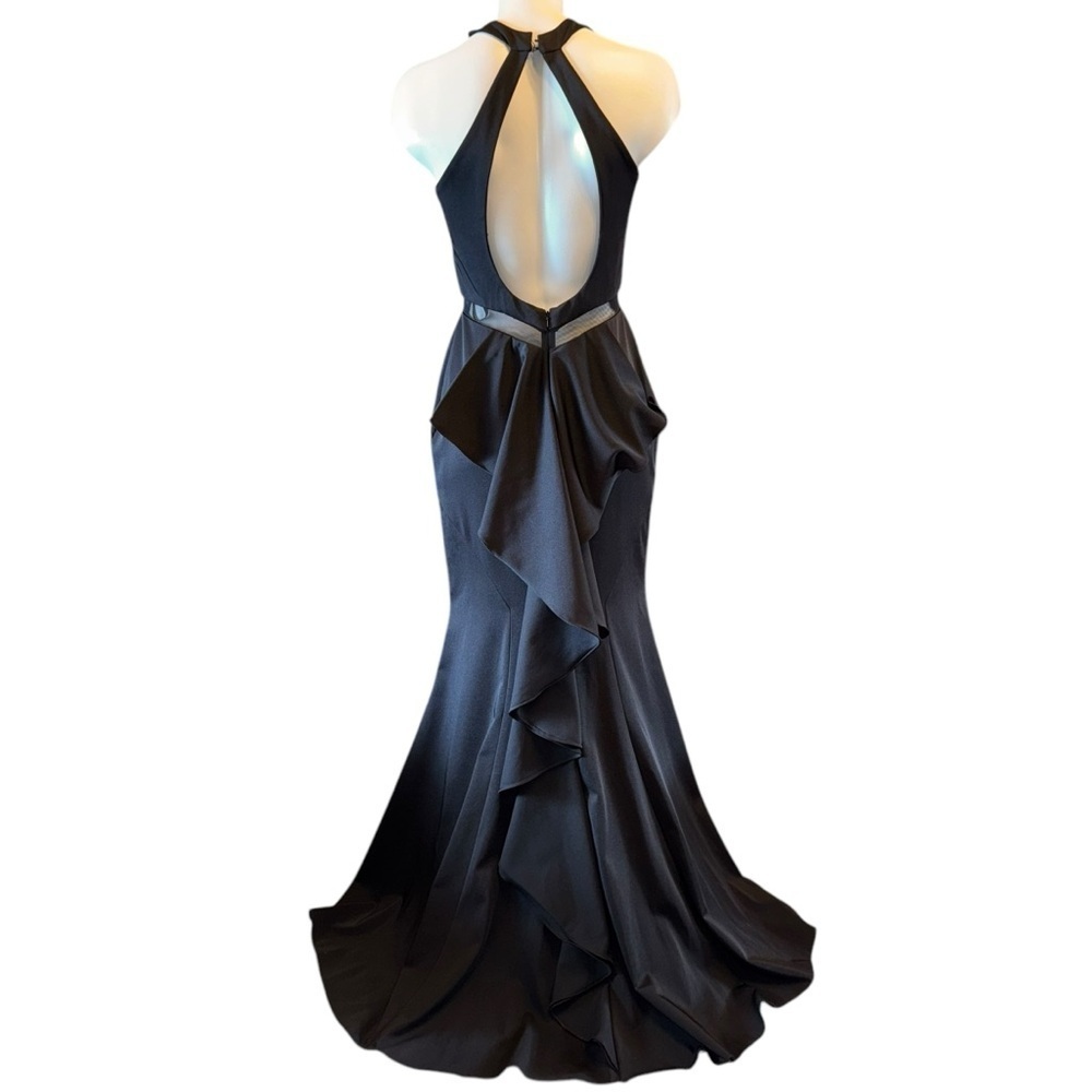 NWOT Temptation Black Halter Gown Size 4 Open Back High Low Formal Dress - Picture 3 of 11